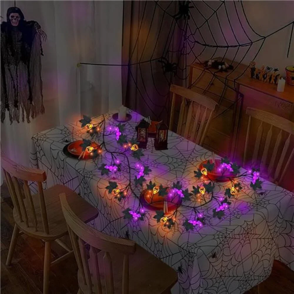 6FT 54 LED Halloween Willow Vine Twig Decor Black Halloween Garland